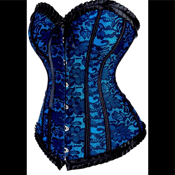 HOST PICK New!! Blue & Black Lace Up Corset - Picture 4 of 8